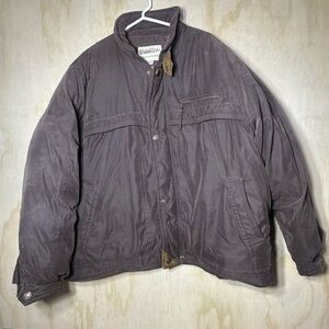 Original Windbreaker Brown Puffer Jacket with High Collar and Insulated Design